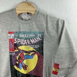 Marvel Amazing Spider-Man Sweatshirt Mens Large Gray Comic Cover Crewneck